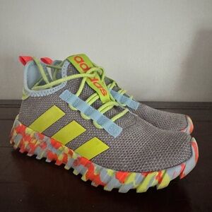 Adidas Kids Sneakers in Gray and Neon Accents